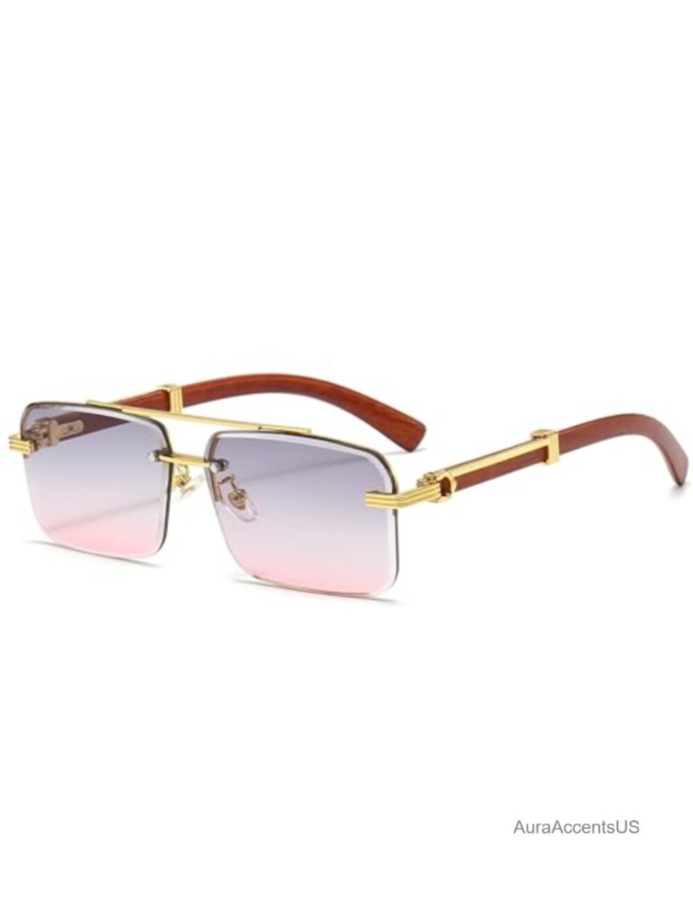 Rimless Rectangle Sunglasses Frameless Square UV400 Men Women